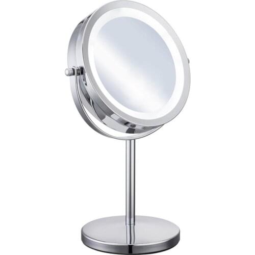 Portable Size 5X Magnification Facial Makeup Cosmetic Mirror Round Shape LED Light Women Desktop Makeup Mirror 2018 Hot New