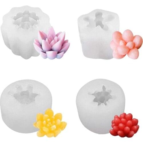 4 Pcs Candle Silicone Molds,Succulent Plants Mould Resin Casting Molds For Making DIY Candle Soap And Epoxy Resin Crafts-ABUX