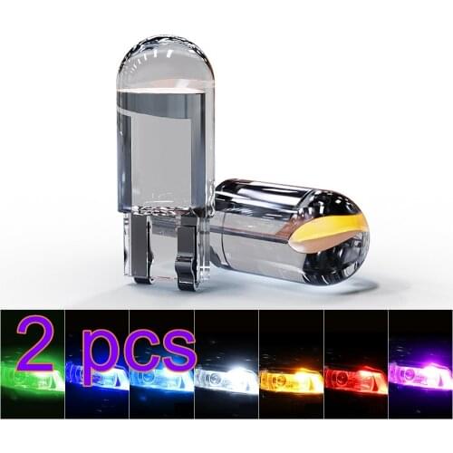 2pcs LED T10 W5W Cob Glass Car Light Bulb 6000K White Auto License Plate Dome Read DRL Door light Gap Parking Lamp Style 12V
