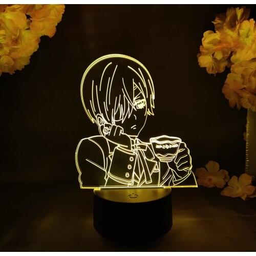 Ciel Phantomhive LED Anime Lamp Kawaii Room Decor 3D Hologram Nightlight Child Kids Bedroom Table Decoration Manga Black Butler
