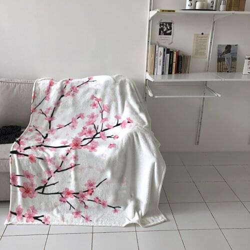Bedroom Warm Blankets Cherry Blossom Illustrations Sofa Throw Blankets Childrens Baby Soft Blankets Airplane Portable Blanket