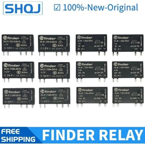 FINDER SLIM RELAY 34.51/34.81 34.51.7.024.0010 012 4010 5010 34.81.7.024.9024 8240 6A 5V/12V/24VDC SSR EMR 100%-new-original