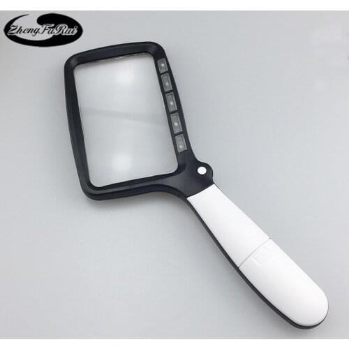 Magnifying glass new rectangular folding high-definition LED magnifying glass with light 10863 multifunctional magnifying glass