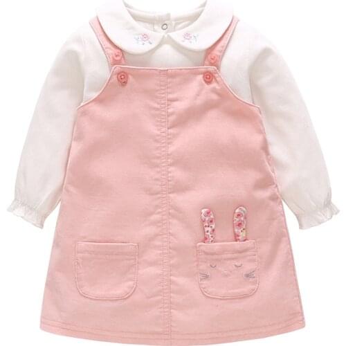 Vlinder Baby Girl Clothes Baby girl dress 2 pcs set Snug Spring Autumn Long Sleeves Suspender dress & Bodysuit set cute dress