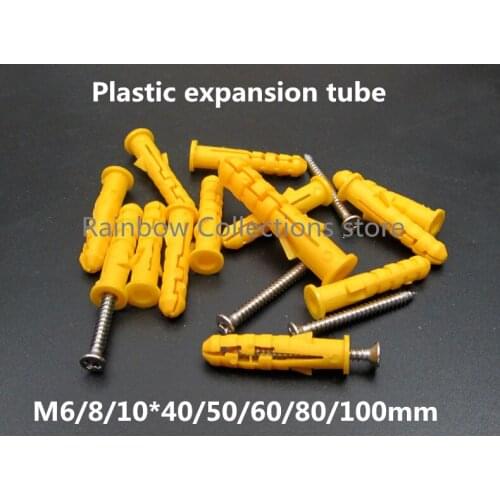 High quality M6/8/10 Plastic PP Expansion Tube With stainless steel self-tapping screws Free shipping