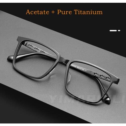 Men Business Pure Titanium Glasses Frame Sheet Glasses Frame Myopia Glasses Square Frame Retro Simple Optical Glasses HT5022B