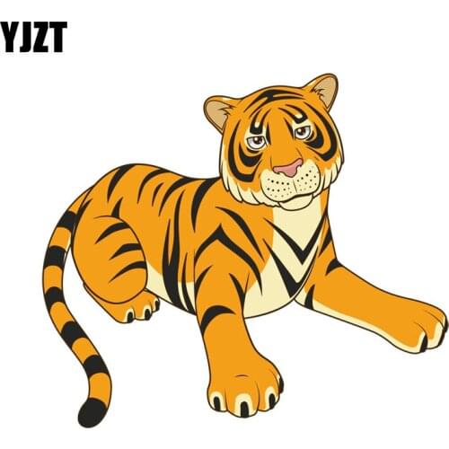YJZT 15.3CM*13.3CM Cartoon Cute Tiger PVC Motorcycle Car Sticker 11-00594