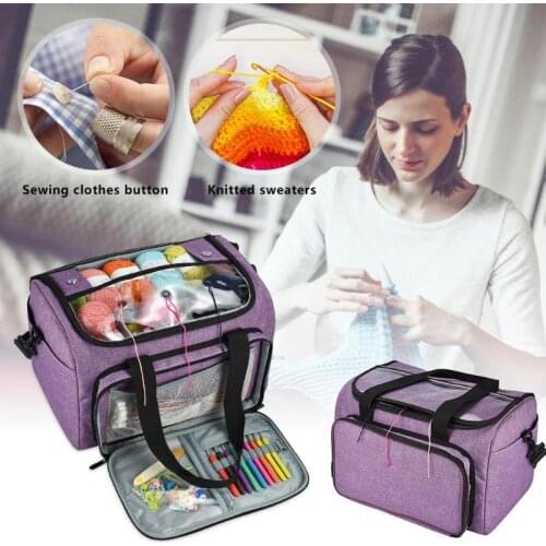 Storage Bag Women Tote Yarn Wool Bag Holder Storage Case for Mom Crocheting Hooks Thread Sewing Accessories Knitting Bag