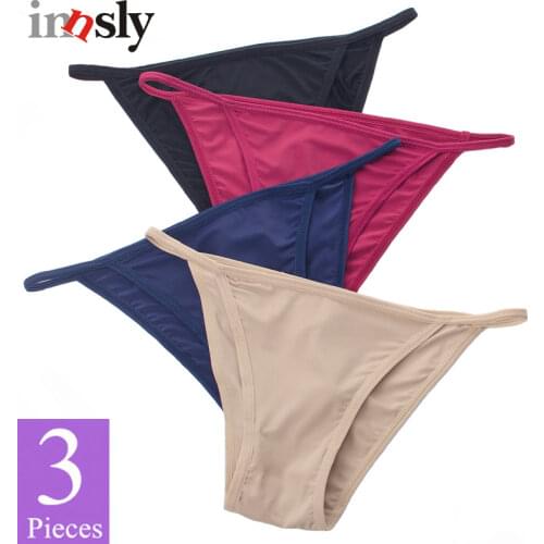 3pcs Panties Women Bikini Briefs Big Size Low Rise Sexy Underpants Female Ice Silk Solid Cotton Crotch Underwear Thong/g-string