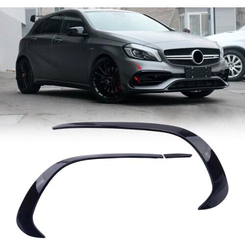 1Pair Front Bumper Splitter Spoiler Canards Plastic Fit For Benz A Class W176 A180 A200 A220 A250 AMG A45 2016 2017 2018