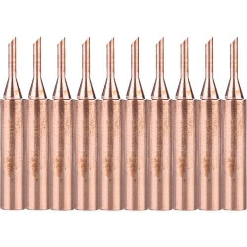 10PCS/Set 900M-T-2C Pure Copper Metal Solder Iron Tips Lead-Free Replacement Soldering Head For Hakko 936 Welding Repair Tool