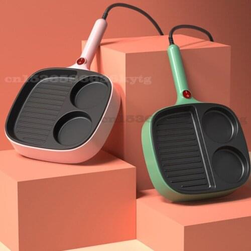 110V-220V/900W Multifunctional Fried Egg Pan Household Mini Steak Non Stick Electric Frying Pan Three-in-one Breakfast Machine