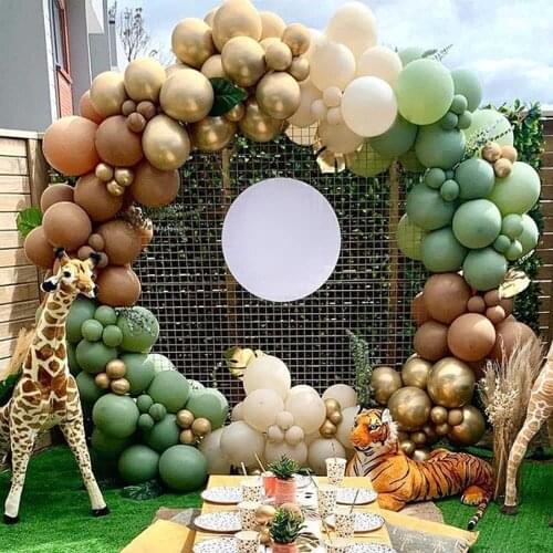 133pcs Retro Olive Green Balloon Garland Arch kit Brown Gold Metallic Balloons for Wedding Birthday Balloons Party Decorations