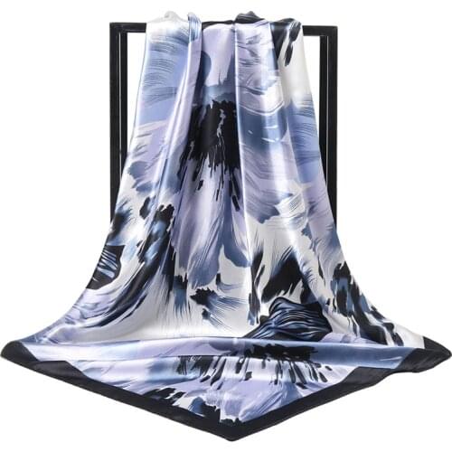 2021 Fashion Silk Square Scarf for Women Hair Band Soft Neckerchief Vintage Hijab Flower Print Headscarf Female Pashmina Bandana