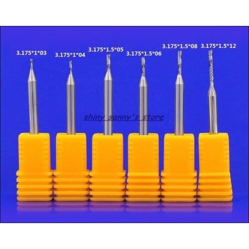 3.175x1.5x6mm,8mm Single Flute Spiral End Mill Acrylic PVC MDF Milling Cutter Tungsten Cutting Tool CNC Tool Brand New