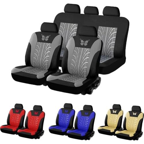 4pcs/9pcs Car Seat Covers Set Universal Fit Most Cars Covers with Tire Track Detail Styling Car Seat Protector Auto Accessories