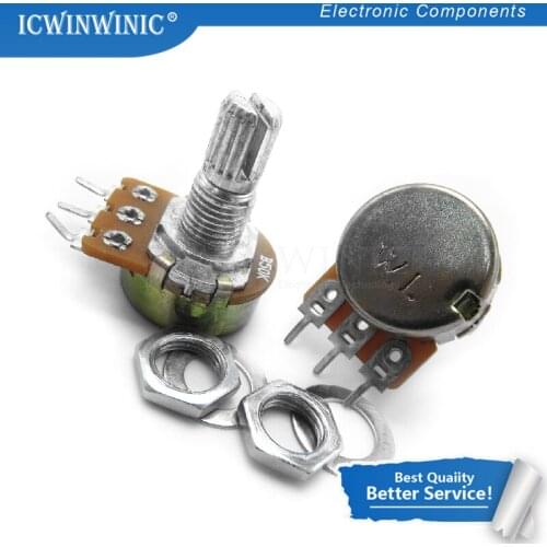 5piece 50K ohm WH148 B50K 3pin Potentiometer 15mm Shaft With Nuts And Washers Hot In Stock