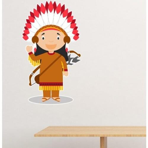Aboriginal Tribe USA Cartoon Removable Wall Sticker Art Decals Mural DIY Wallpaper for Room Decal