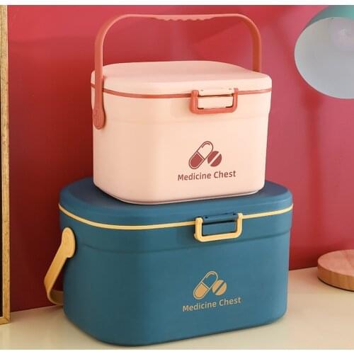 First Aid Kit Portable Multi-Functional Medicine Cabinet Large Capacity Plastic Home Medicine Storage Box 28*20*16cm