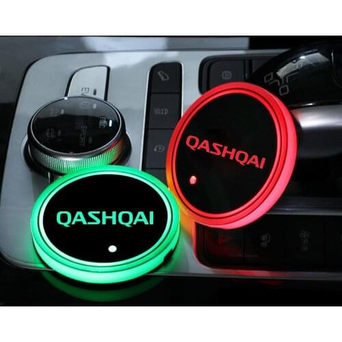 2Pcs Car LED Cup Holder Auto Interior Lighting Decorative Lamp Drink Holder For Nissan Qashqai J10 J11 2017 2018 2019 2020 2021
