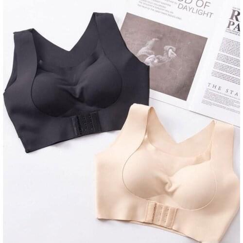 1pc Women Seamless Front Buckle Support Bra Underwear No Trace Vest Cotton Correct The Beautiful Back Kyphosis Correction Undies