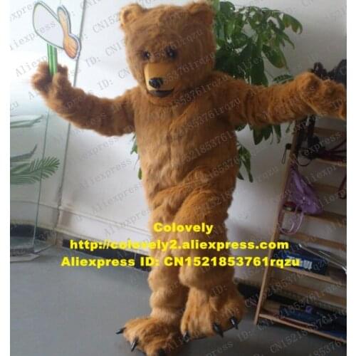 Long Fur Furry Big Brown Grizzly Bear Silvertip Mascot Costume Adult Cartoon Character Ribbon-cutting Club Activities zz7825