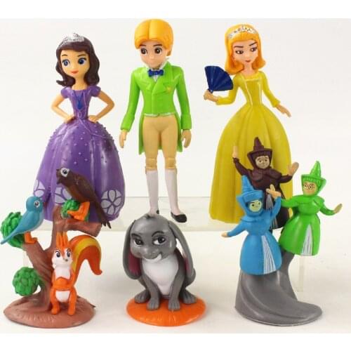 6.5-13cm 6pcs/Lot Disney Sophia Princess Sofia The First PVC Action Figures Toys Cartoon Cute Dolls For Kids Girls Gift