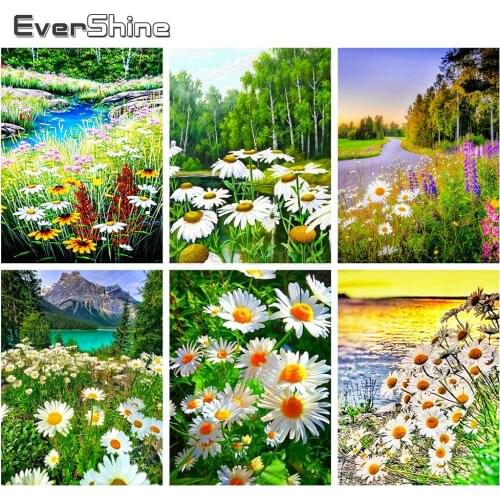 Evershine 5D DIY Diamond Painting Flower Picture Of Rhinestones Mosaic Diamond Embroidery Daisy Sale Home Decoration