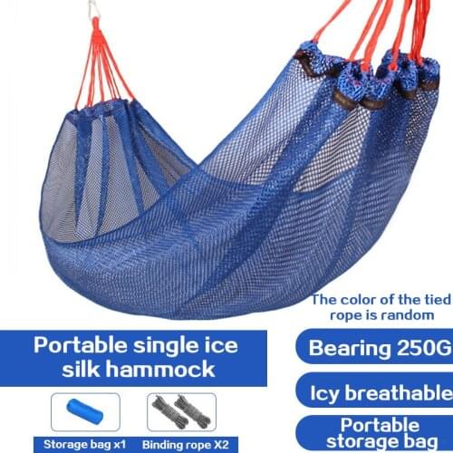 Hammock outdoor single ice silk mesh hammock indoor student dormitory bedroom hanging chair outdoor adult children swing