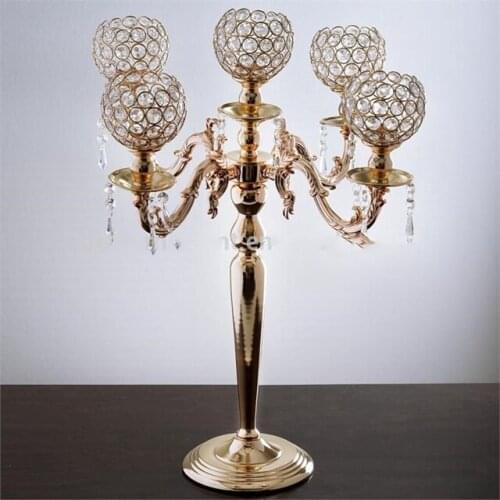 10pcs)Tall Crystal Votive Candle Holder Rose Gold Wedding Candelabra Chandelier Centerpieces yudao1706
