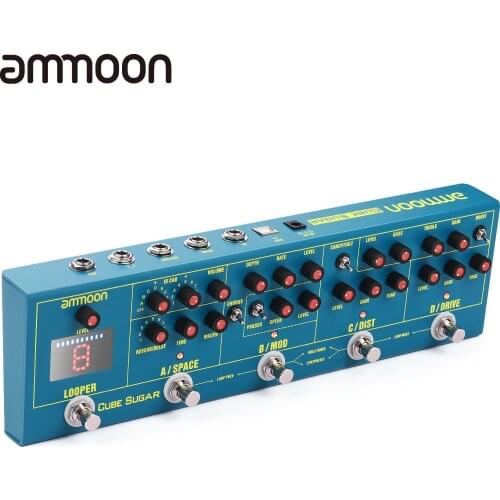 Ammoon CUBE SUGAR Combined Guitar Effects Pedal 5 Analog Effects(Boost/Overdive/Distortion/Chorus/Phaser) guitar pedal