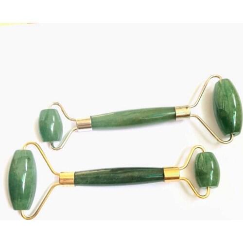 Natural Green Aventurine Face Massager,Double Stone Massage Stick for Face,Neck and Eye,Skincare Ice Roller Wrinkle Removal 1pcs