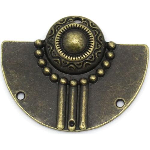 Zinc metal alloy Connectors Findings Half Round Antique Bronze Pattern Pattern Color Plated 3.7cm x 3cm ,2 PCs new