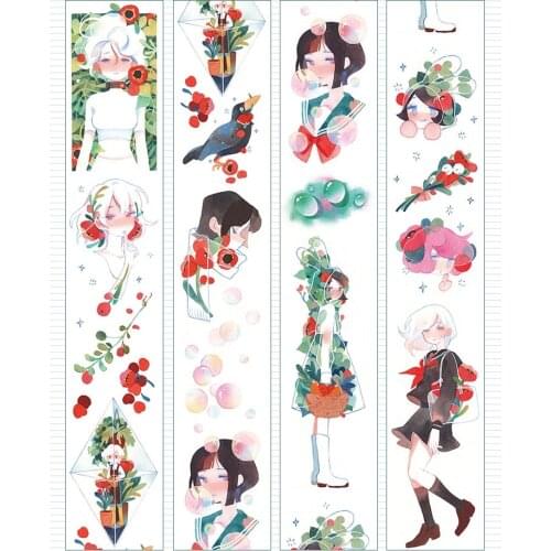 Cute Flower Girl Washi Tapes Bullet Journal Masking Tape Adhesive Tape DIY Scrapbooking Washi Stickers