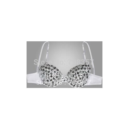 Fashion Handmade Diamond Singer Costumes Silver Diamond Bra Accessories Sexy Underwear Push up Bras