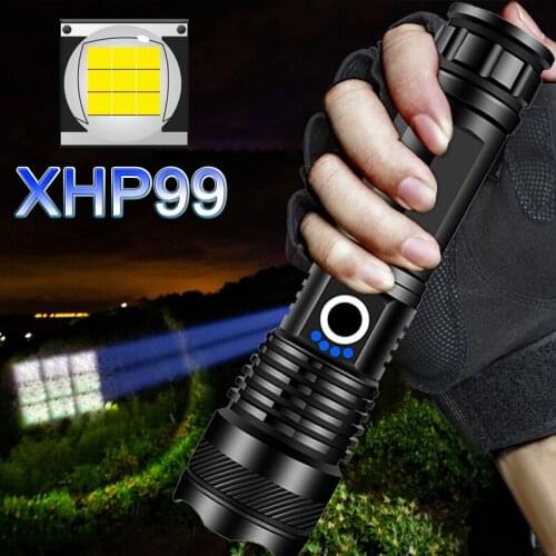 9 Core Xhp99 Powerful Led Flashlight Usb Rechargeable 26650 Battery Zoomable Xhp50 Torch Light Lamp Camping Lantern Droshipping