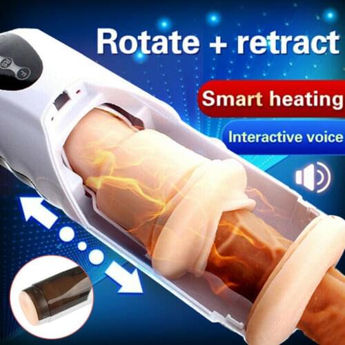 Heating Male Masturbaters Automatic Telescopic Cup Adult Sex Toys Real Vagina Sucking Vibrator Handsfree Sex Machine For 18+ Man