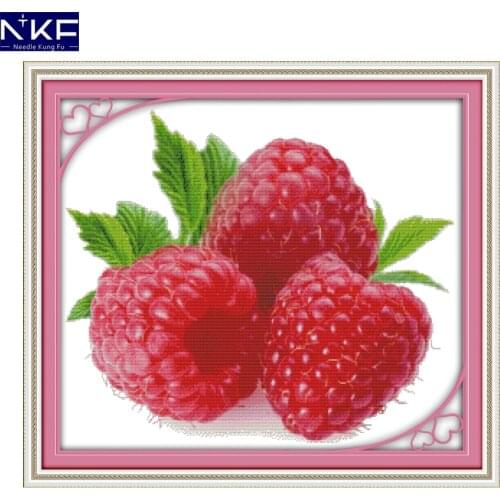 NKF Wild strawberry Cross Stitch Kits Embroidery Needlework Sets Handmade DIY Kit Chinese Cross Stitch for Christmas Decoration