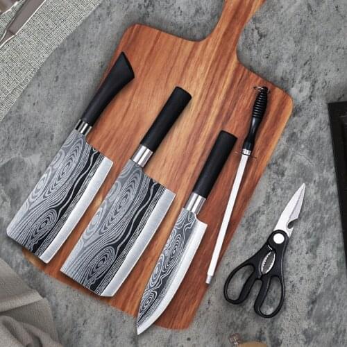 Beautiful Damascus Pattern Kitchen knives Set Chef Knives Fish Filleting Meat Slicing Vegetable Cutter Cooking Knives