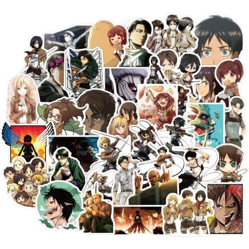 50PCS New Attack on Titan Stickers PVC For Children Anime Sticker Toy DIY Stationery Luggage Suitcase Laptop Guitar Pegatinas