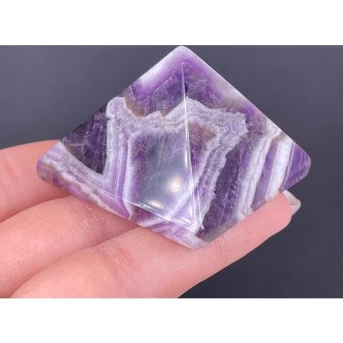 Natural Amethyst Crystal Pyramid Striped Chakra Reiki Crystal Energy Home Decor