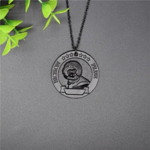 New Vintage Bichon Frise Medal Necklace Retro Style Metal Bichon Frise Pendant Necklace Women Jewellery Dog Jewellery