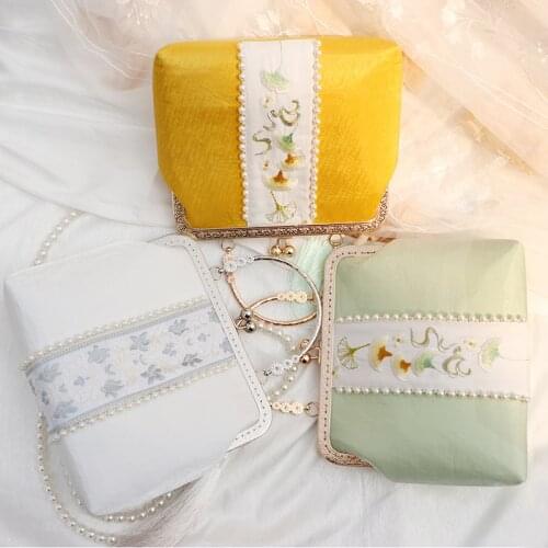 White Cotton New Bags Ancient Style Hanfu Chinese Style Fairy Embroidery Crossbody Bag Shoulder Mini Bag Cloth Purse