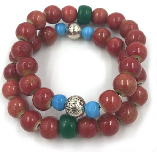 New handmade Ethnic vintage friendship bracelets colorful ceramic beaded Tibetan Bracelets for women