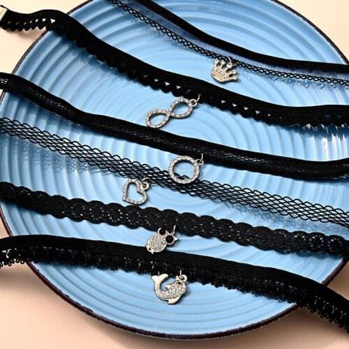 1pc Gothic Black Lace Choker Necklace Women Velvet Strip Collar Party Jewelry Neck Accessories Ladies Gift