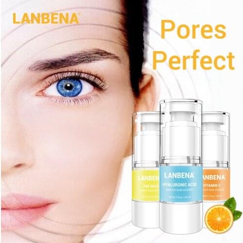 LANBENA Face Primer Makeup Base Serum Hyaluronic Acid VC 24K Gold Moisturizing Pores ShrinkConcealer TSLM1