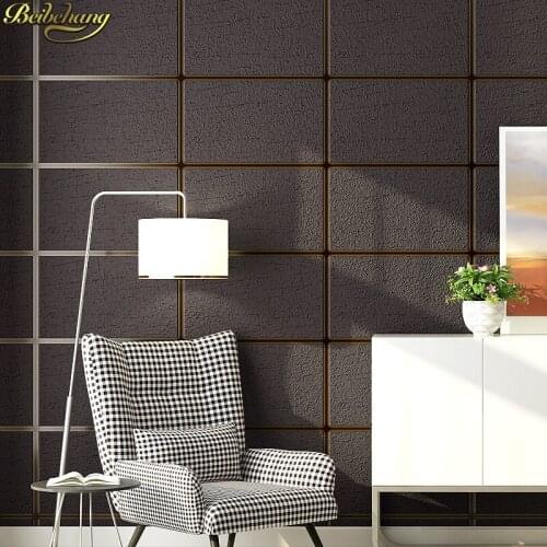 Beibehang Simple deerskin square lattice Modern Stacked 3d stone wallpaper roll TV background wall paper for living room bedroom