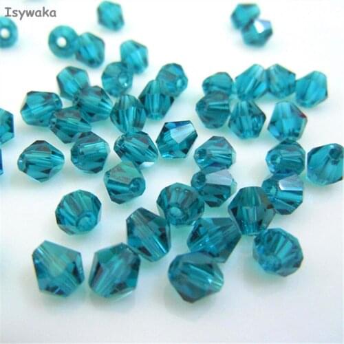 Isywaka Sale Green Blue Color 6mm 48PCS Bicone Austria Crystal Beads charm Glass Beads Loose Spacer Bead for DIY Jewelry Making