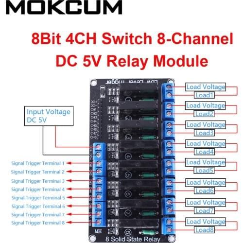 DC 5V 8Bit 8-Channel Solid State Relay Module Relay 5V Rele 8CH Switch Low Level Trigger Module Rele 5v Relais