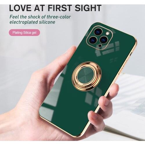Luxury Plating Silicone Finger Ring Holder Case For iPhone 13 Pro Max Soft Phone Back Cover Fundas For APPLE Aifon 13ProMax 6.7"